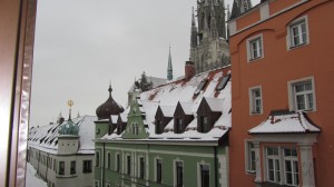 Ausblick aus dem Fenster des Schlafzimmers - mit Sicht auf den Dom